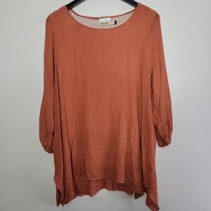 Origami by Vivien Tunic Top Size Large Gauzy Pink Boho Oversized Lagenlook